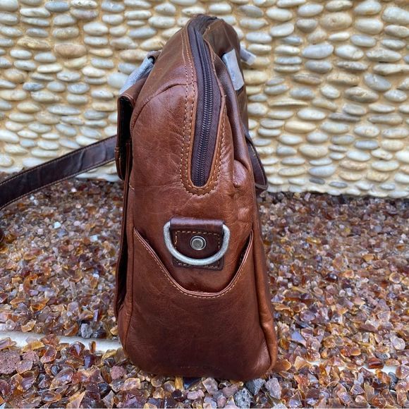 NWT New! Jack Georges Brown Voyager Zip Leather Briefcase w/Front Flap Pocket - Picture 9 of 16